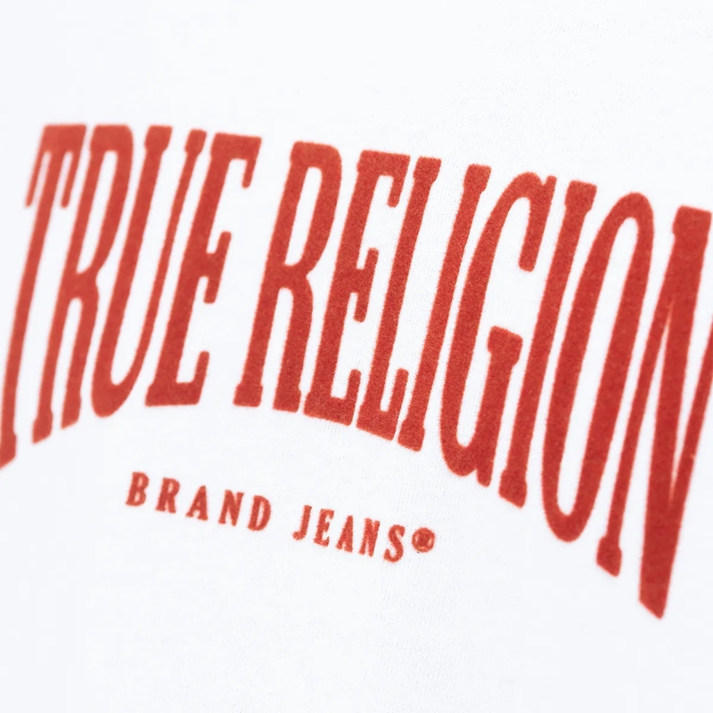 True Religion T-Shirt - Gerader Schnitt- Überschnittende Schultern- Ba weiss(Image 5)
