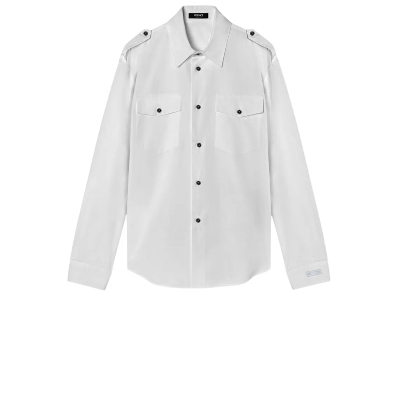 Versace Hemd Casual White Cotton Shirt With Buttoned Cuffs White