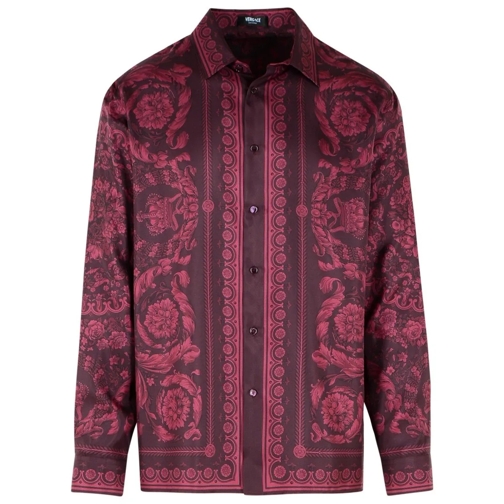 Versace Hemden Burgundy Silk Shirt Burgundy