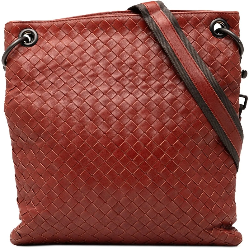 Bottega Veneta Schultertasche Leather Intrecciato Crossbody braun