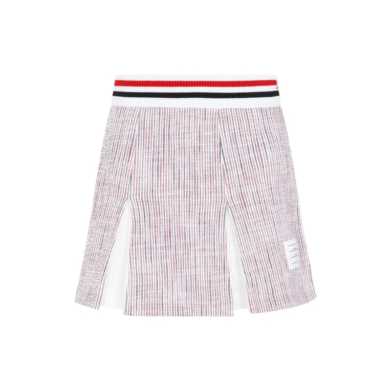 Thom Browne Minijupe White Cotton Box Pleated Mini Skirt White