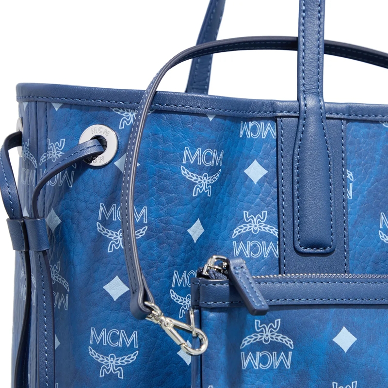 MCM Shopper Liz Vi Shopper Medium Blue Visetos(Image 5)