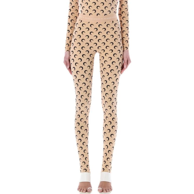 Marine Serre Leggings All-Over Moon Print Leggings Neutrals