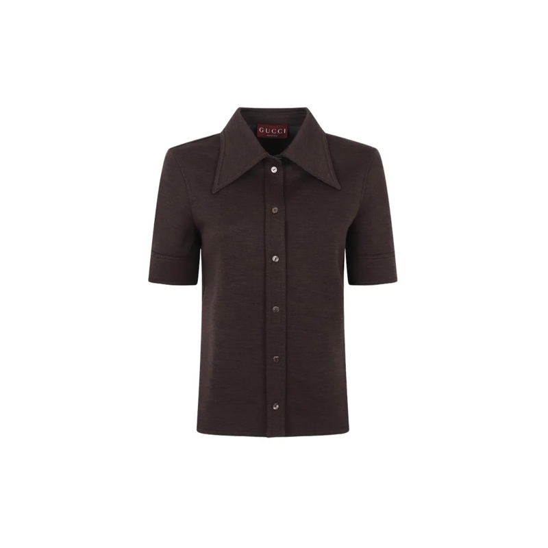 Gucci T-shirt Pointed Collar Shirt With Short Sleeves Black