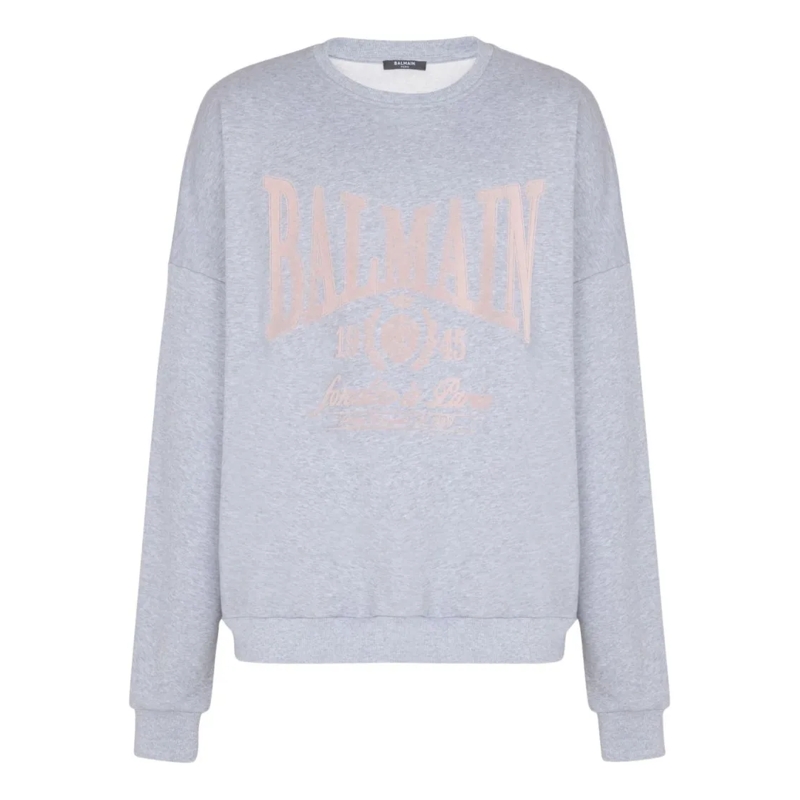 Balmain Trui Grey Silk And Nylon Blend Oversized Sweater Grey