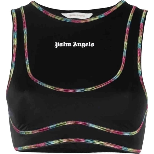 Palm Angels T-Shirts Rainbow Miami Logo Training Top schwarz