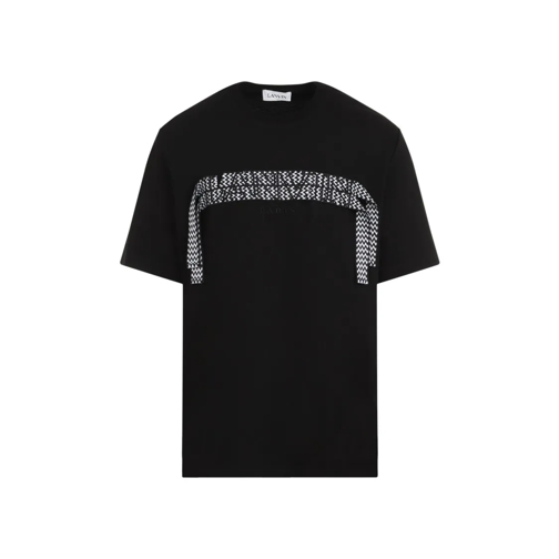 Lanvin T-Shirts Curb Lace Black Cotton T-Shirt Black