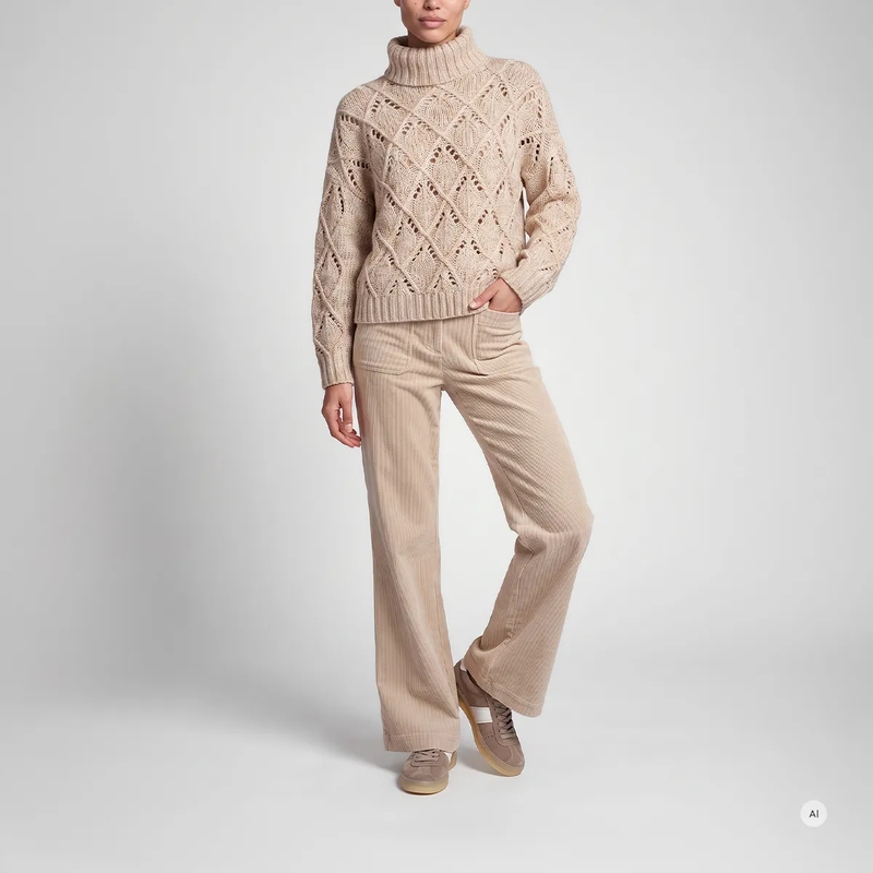 Marc Aurel Rollkragenpullover Pullover- grobes Ajourmuster- Rippenabschlüsse beige(Image 2)