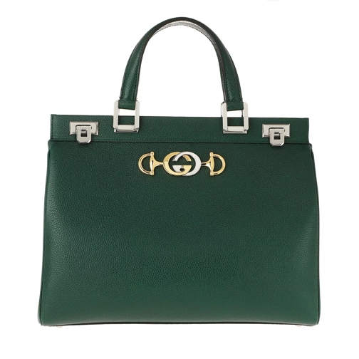 Gucci Zumi Handle Bag Grainy Leather Vintage Green Draagtas