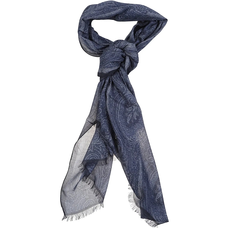 Etro Écharpe en laine Scarf Blue blau