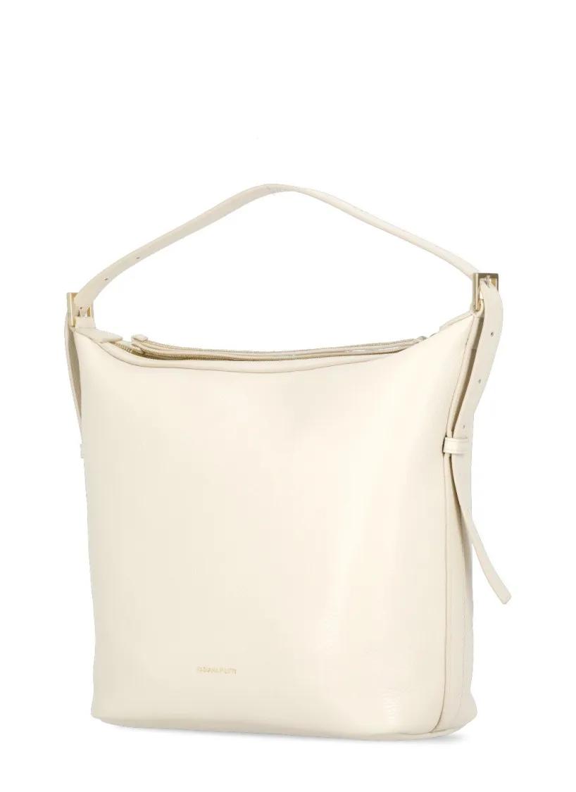 Fabiana Filippi Hobo bags Ivory Pebbled Letaher Bag in beige