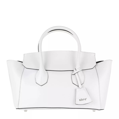 Abro Calf Carmen Leather Flap Handbag SM White/Black Rymlig shoppingväska