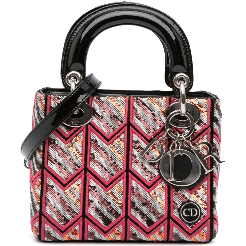 Christian Dior Schultertasche Mini Patent Sequined Lady Dior rose