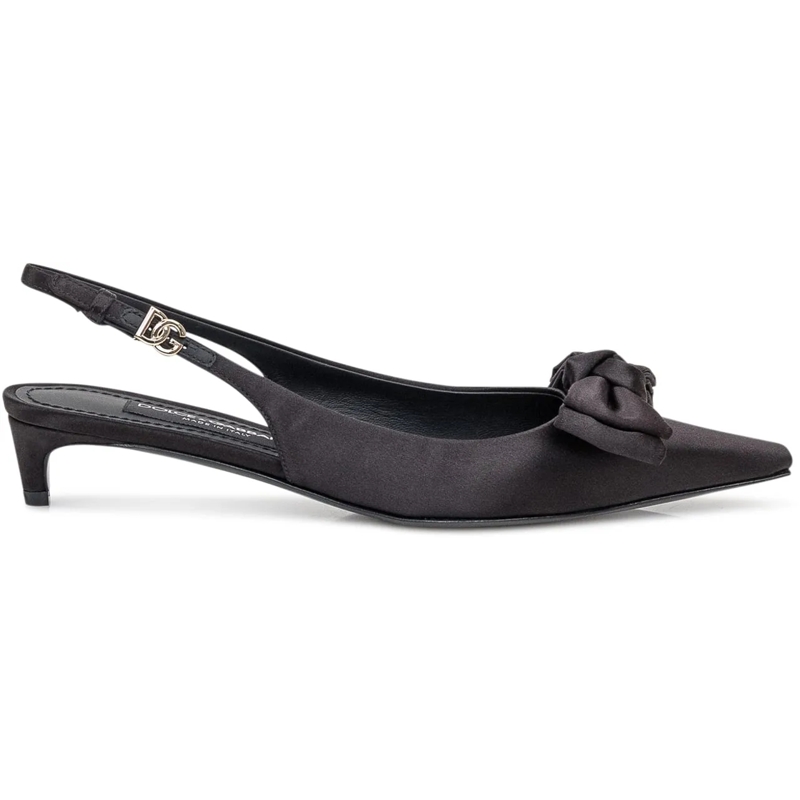 Dolce&Gabbana Pumps Slingback in Raso con Fiocco schwarz