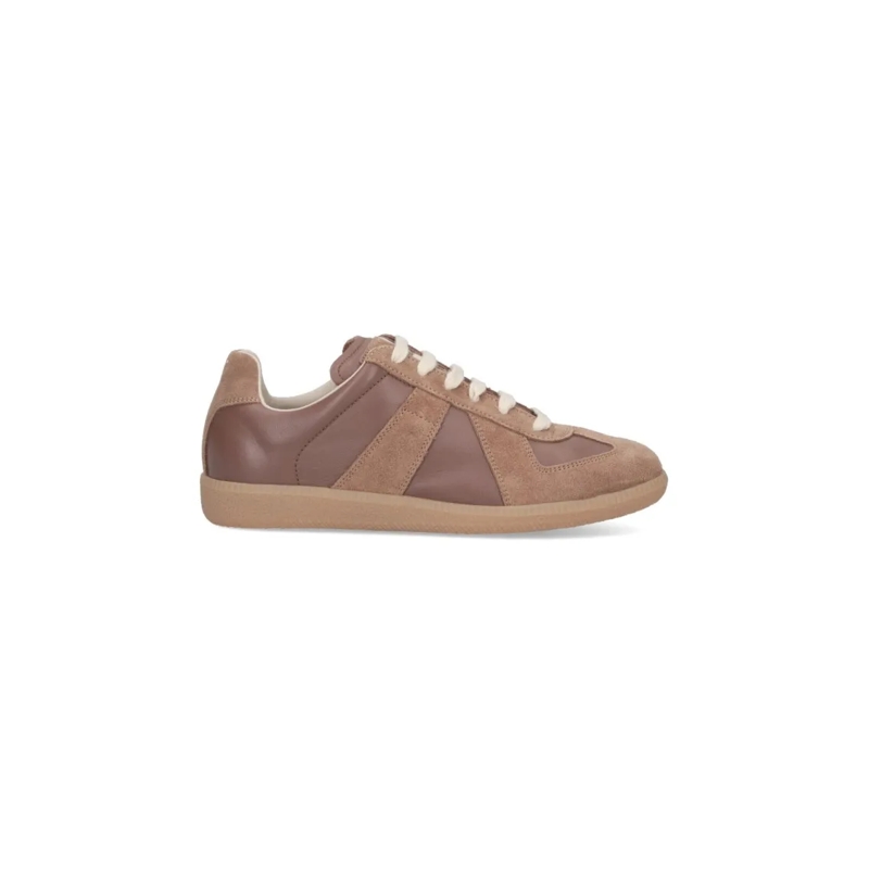 Maison Margiela Schnürschuhe Low-Top Sneakers With Calf Leather Brown