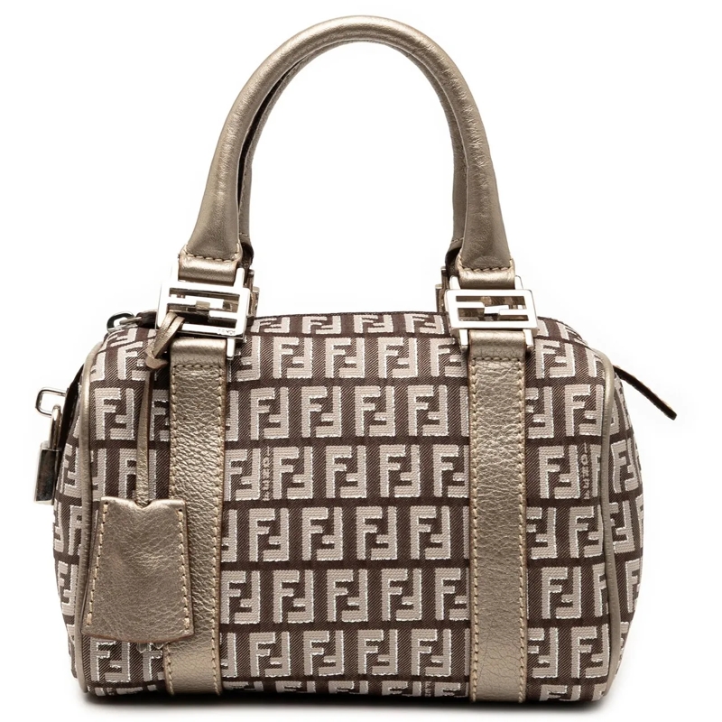 Fendi Fourre-tout Mini Zucchino Canvas Forever Bauletto Boston Bag braun
