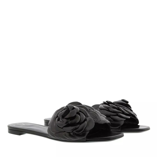 Valentino Garavani Rose Slide Sandal Leather Black Slide