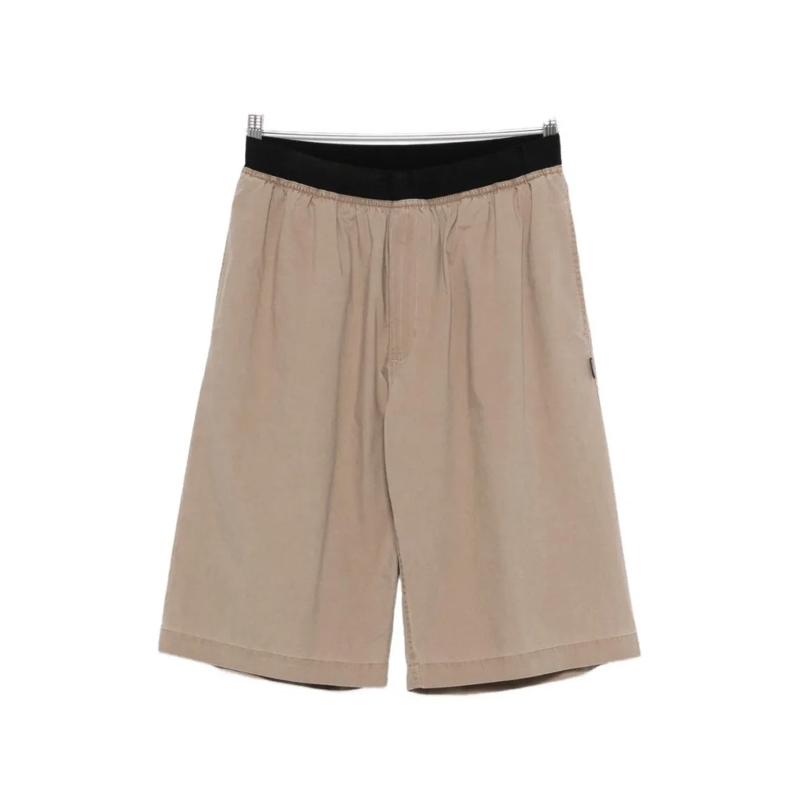MM6 Maison Margiela Casual Shorts Relaxed Fit Beige Shorts With Contrasting Waistban Neutrals