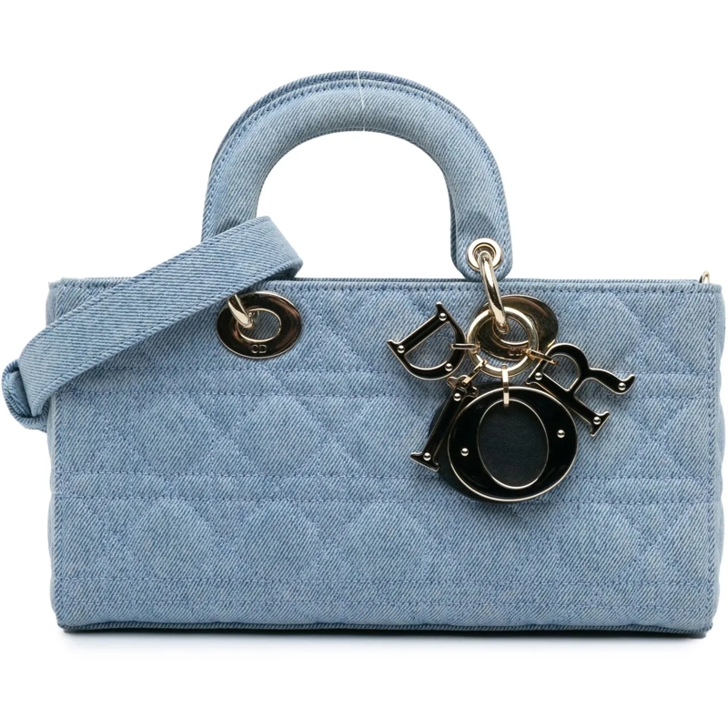 Christian Dior Schultertasche Medium Denim Cannage Lady D Joy blau