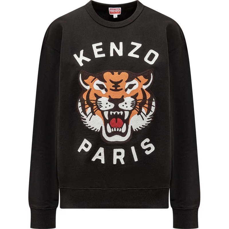 Kenzo Sweatshirt Felpa con Logo Tiger schwarz