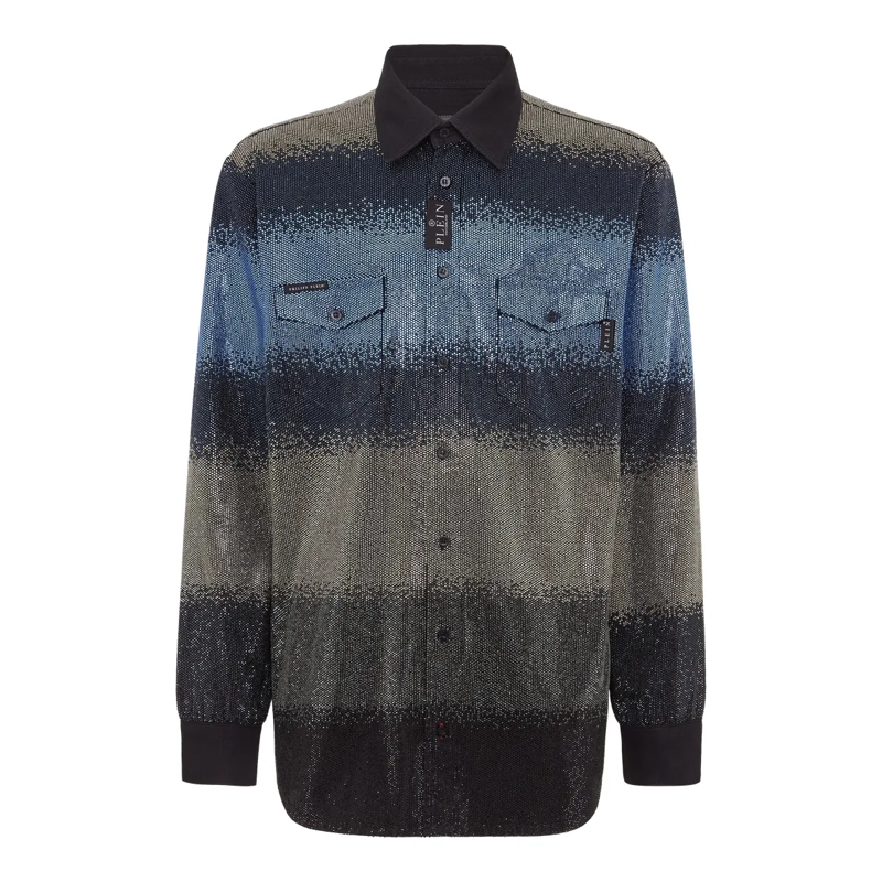 Philipp Plein Jeansjacke Jeanshemd Mit Schmucksteinen schwarz