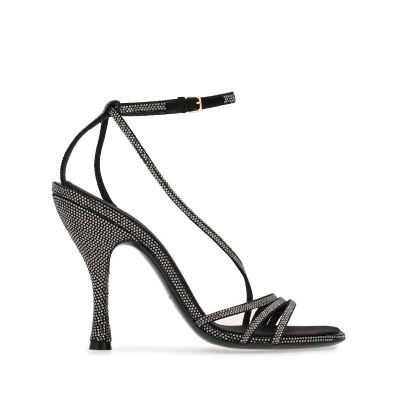 Salvatore Ferragamo Sandales High-Heeled Black Goat Suede Sandals Grey