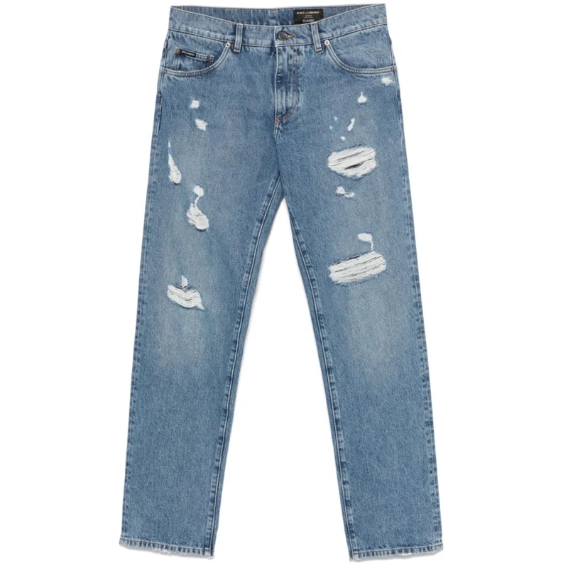 Dolce&Gabbana Jeans Light Blue Trousers With Distressed Detail Blue
