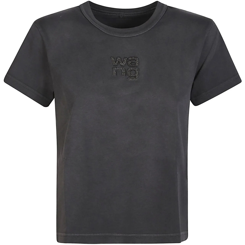 Alexander Wang T-Shirt Hotfix Logo Roundneck T-shirt Grey grau