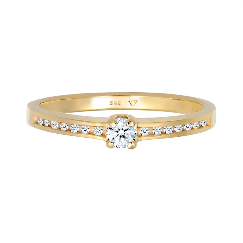 Elli Diamantring Ring Verlobungsring Diamant (0.18 ct.) 585 Gelbgol gold(Image 2)