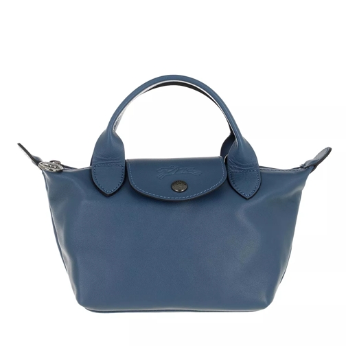 Longchamp Le Pliage Cuir Handbag  Pilot Blue Tote