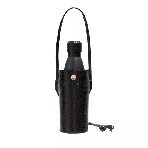 Longchamp Cuir de Russie Thermos Bottle Holder Black Bucket Bag