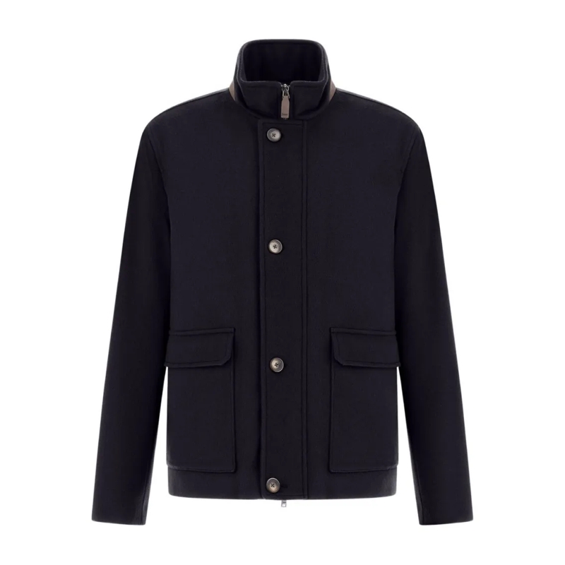 Herno Parka Cashmere Field Jacket With Fur-Lined Collar Black