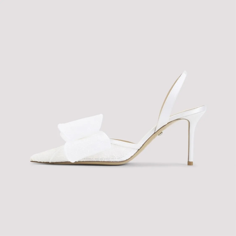 Mach&Mach Pumps Pointed Toe Pumps With Lace Overlay White