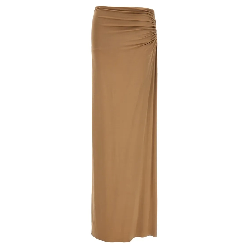 Magda Butrym Minijupe Long Stretch Viscose Skirt With Side Draping Neutrals