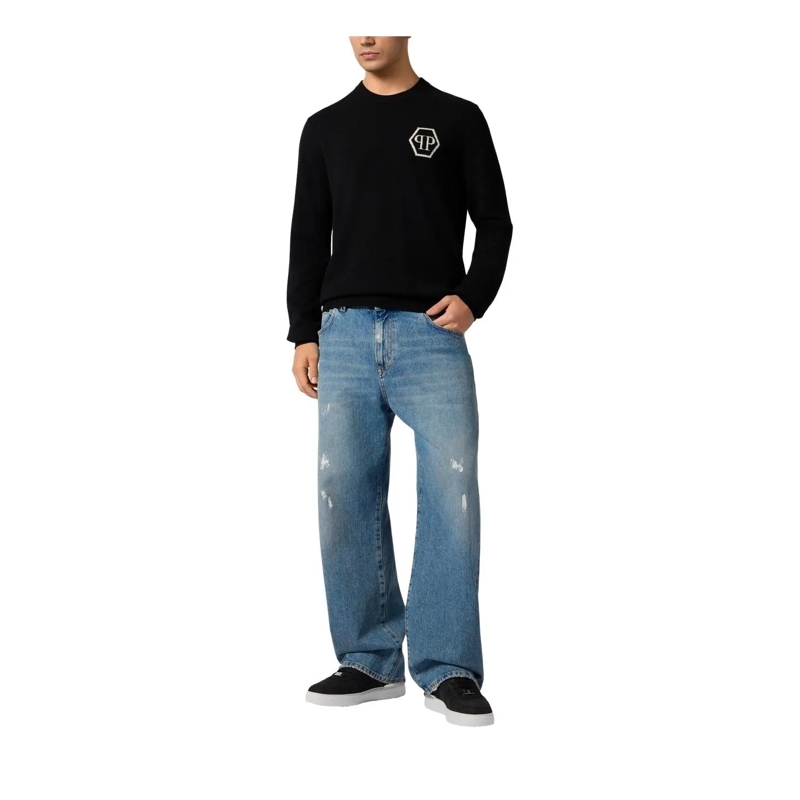 Philipp Plein Kaschmirpullover Cashmere Roundneck Pullover Jacquard Hexagon schwarz(Image 2)