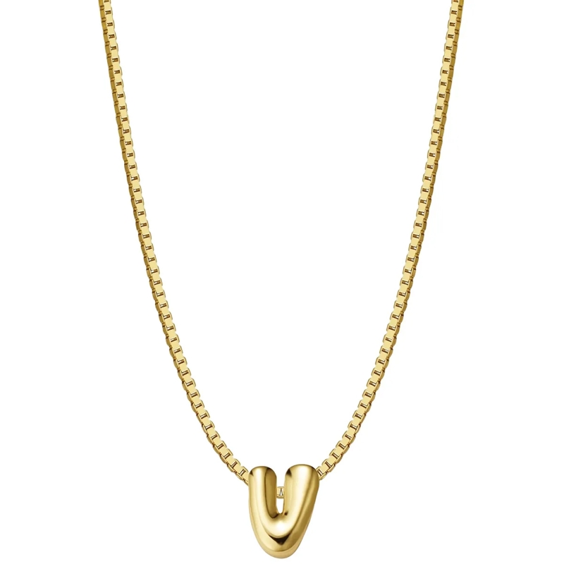 Glanzstücke München Mittellange Halskette Sterling Silber Halskette Buchstabe V gold