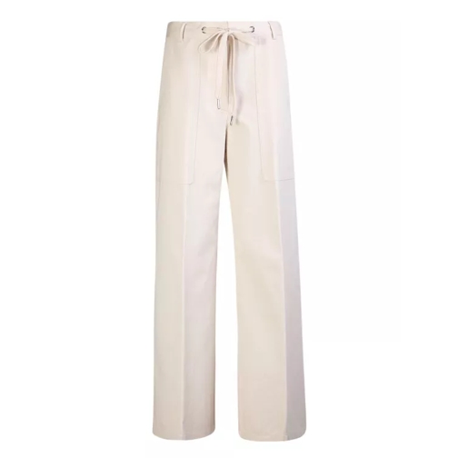 Moncler Relaxed Fit Cotton Drill Tailored Trousers Neutrals Hosen