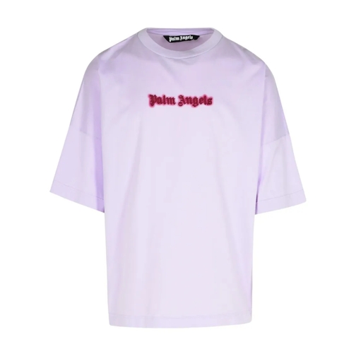 Palm Angels T-shirts Neon' Lilac Cotton T-Shirt Purple