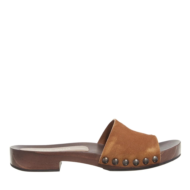 Miu Miu Slides Suede Clog Cannella