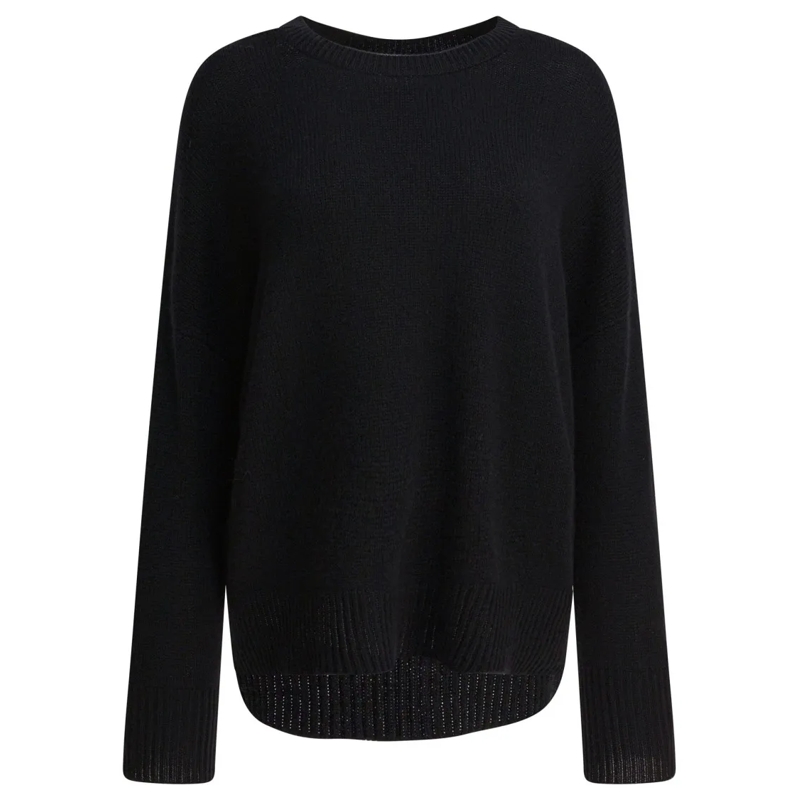 Lisa Yang Pullover Relaxed Fit Cropped Cashmere Sweater Black