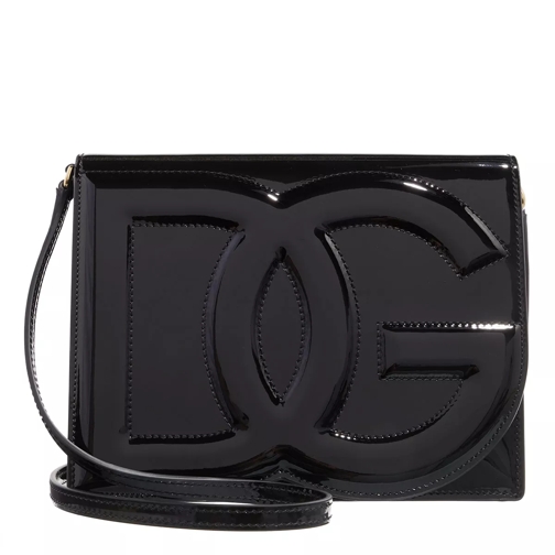 Dolce&Gabbana DG Logo Shoulder Bag Patent Leather Black Cross body-väskor