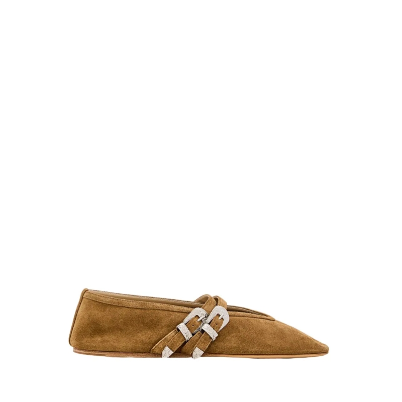 Le Monde Beryl Ballerines Pointed Suede Ballet Flats With Straps Brown