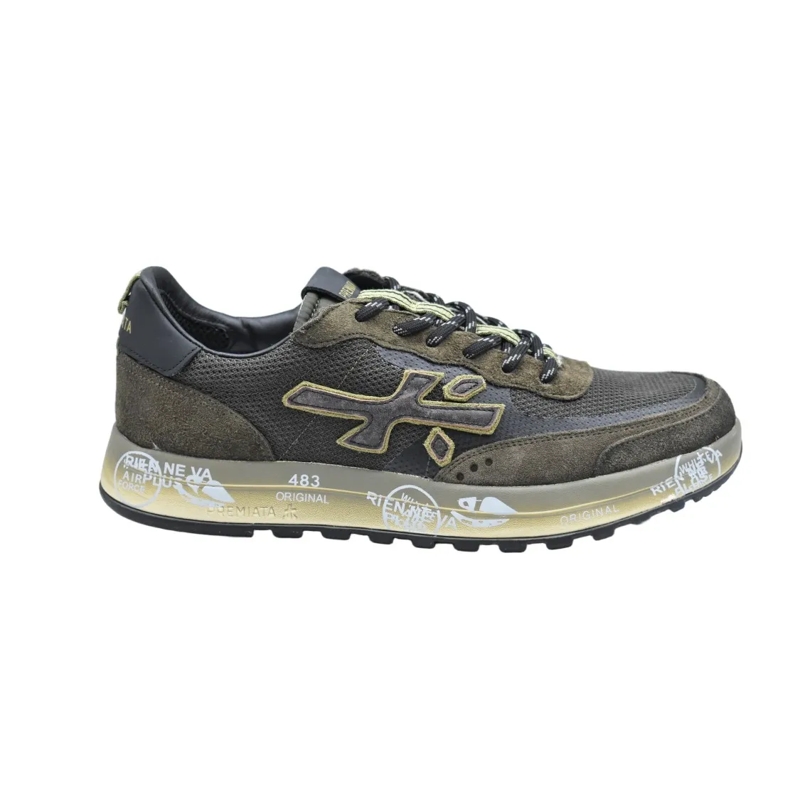 Premiata Lage-top sneaker Olive Green Suede And Mesh Low-Top Sneakers Grey