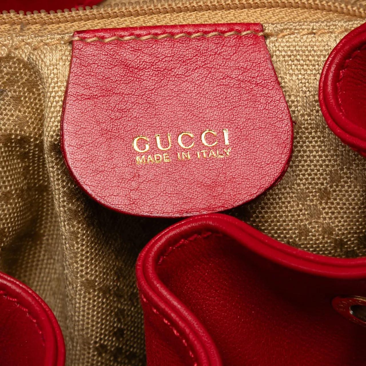 Thumbnail - Gucci Rucksäcke - Leather Bamboo Drawstring Backpack - Gr. unisize - in Rot - für Damen