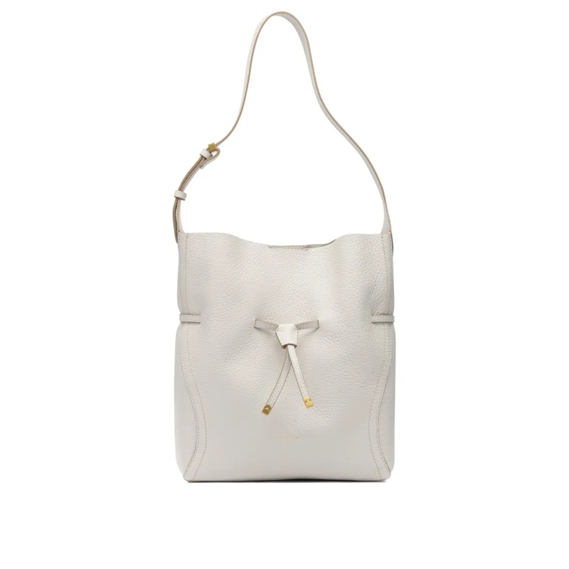 Gianni Chiarini Schultertasche Textured Leather Shoulder Bag With Drawstring Deta Grey