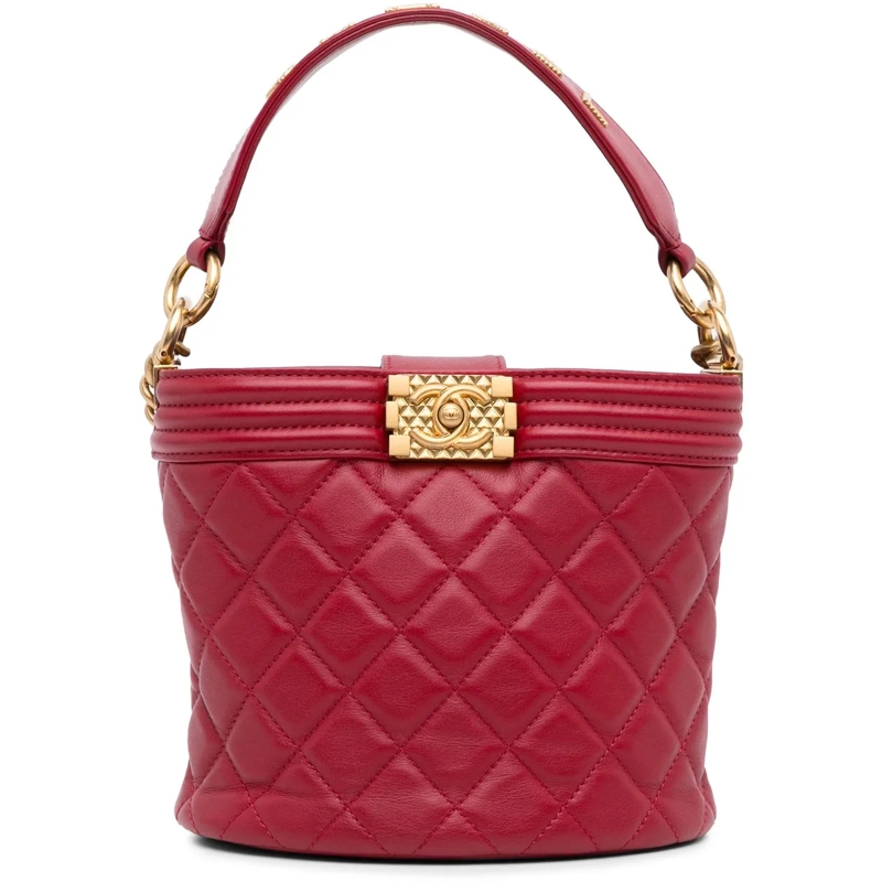 Chanel Sac à bandoulière Calfskin Boy Bucket Bag rot
