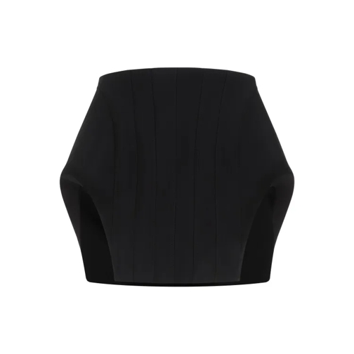 Mugler Black Viscose Mini Skirt Black Minirokken