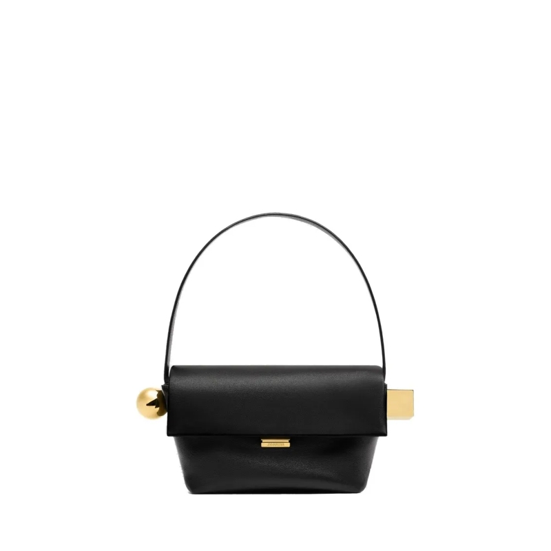 Jacquemus Sac à bandoulière Le Rond Carre Leather Shoulder Bag Black