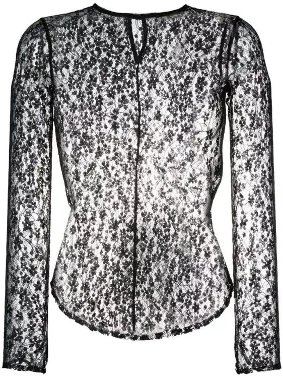 Thumbnail - Isabel Marant - Long-Sleeved Lace Top - Größe 36 - schwarz