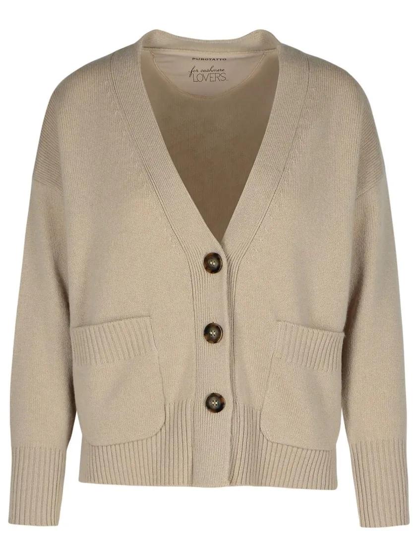 PUROTATTO - Cardigan In Cashmere Beige - Größe 40 - braun